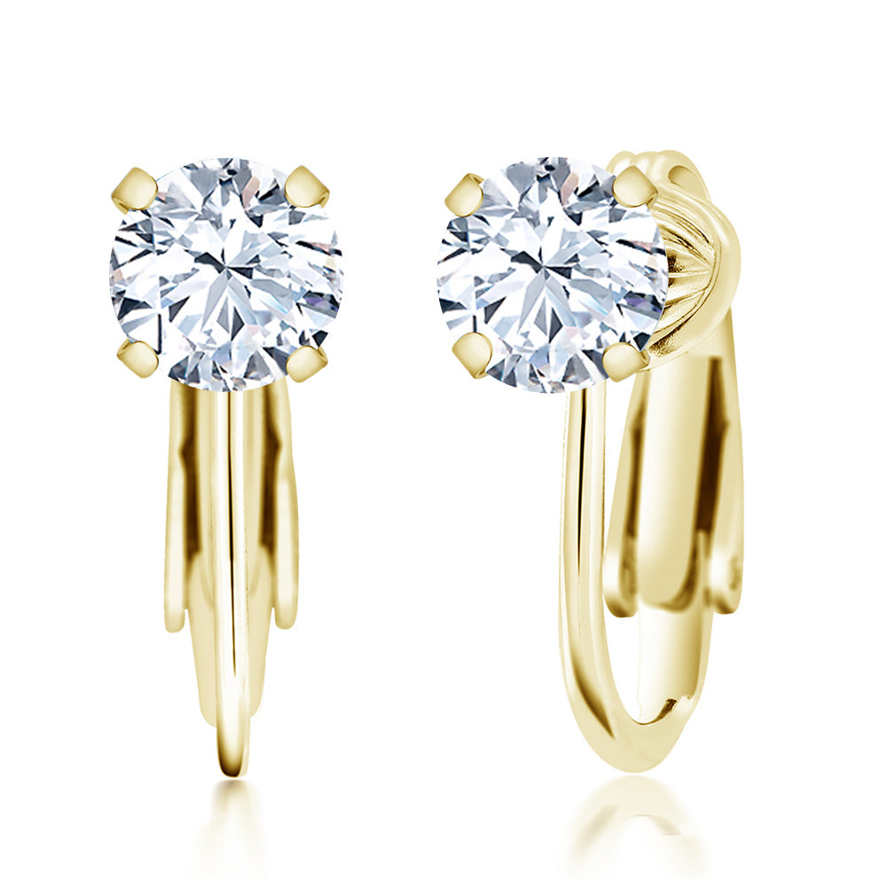 White Created Sapphire - September_Earrings in 925 Yellow Gold Plated Silver