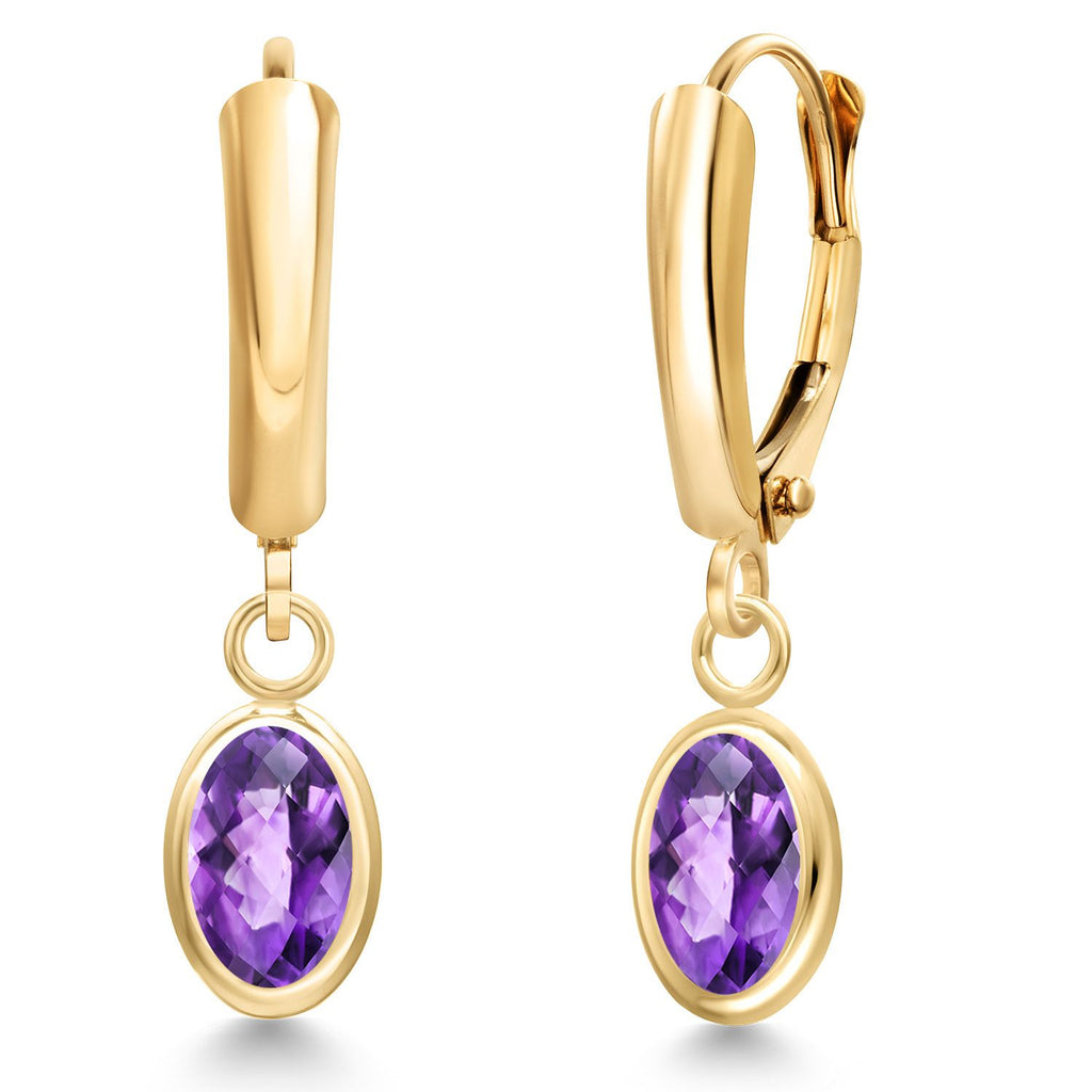 Amethyst-Checkerboard - February_Earrings in 14K Yellow Gold