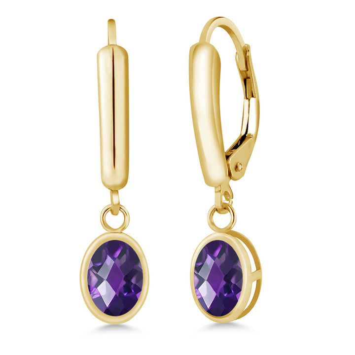 Amethyst-Checkerboard - February_Earrings in 14K Yellow Gold
