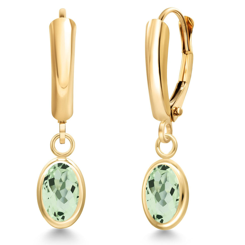 Prasiolite_Earrings in 14K Yellow Gold
