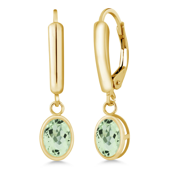Prasiolite_Earrings in 14K Yellow Gold