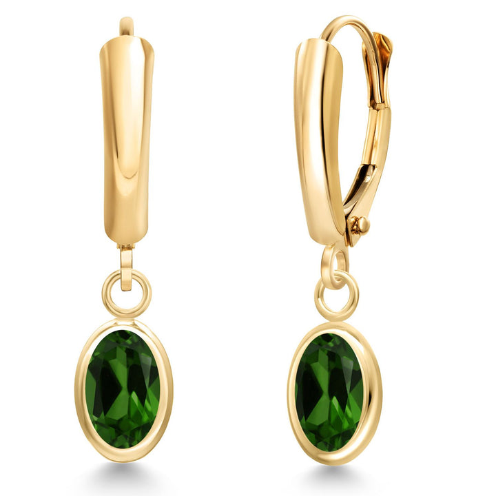 Chrome Diopside_Earrings in 14K Yellow Gold