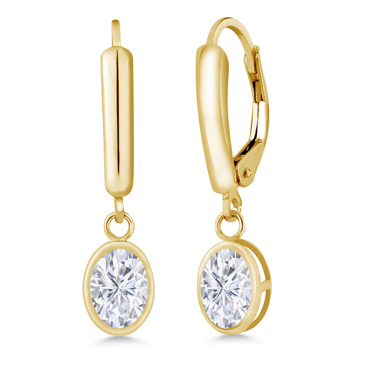 White Moissanite - April_Earrings in 14K Yellow Gold