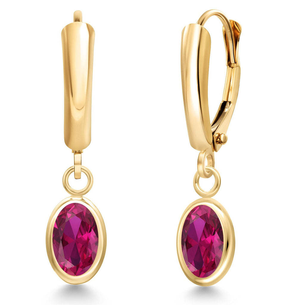 Created Ruby - July_Earrings in 14K Yellow Gold