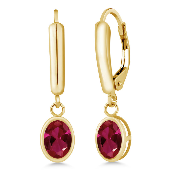 Created Ruby - July_Earrings in 14K Yellow Gold