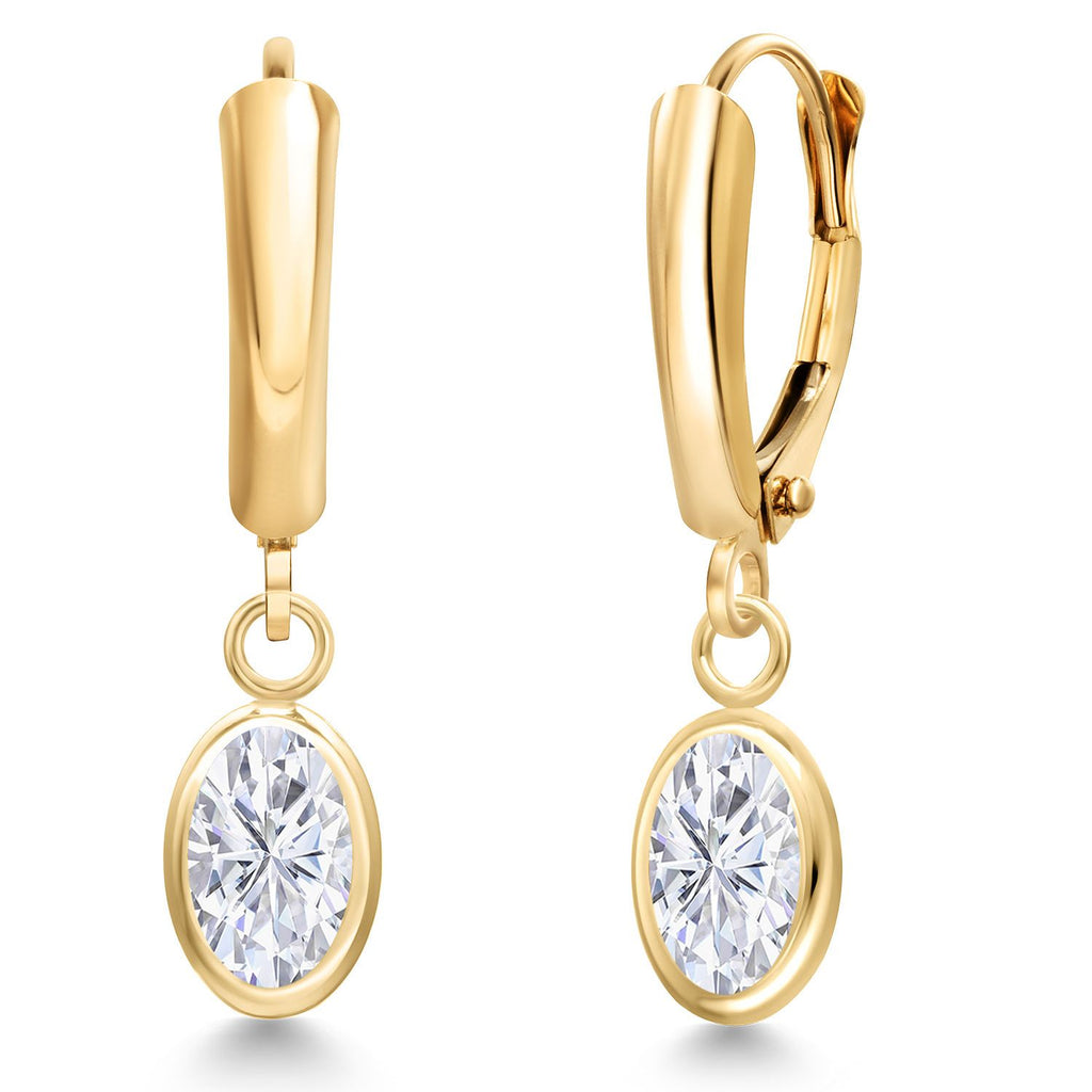White Zirconia_Earrings in 14K Yellow Gold