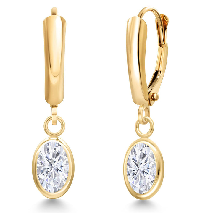 White Zirconia_Earrings in 14K Yellow Gold