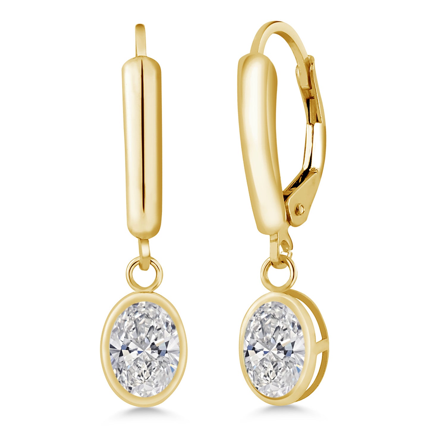 14K Yellow Gold Lab Grown Diamond Earrings For Women | 1.40 Cttw | Gemstone April Birthstone | Oval 7X5MM