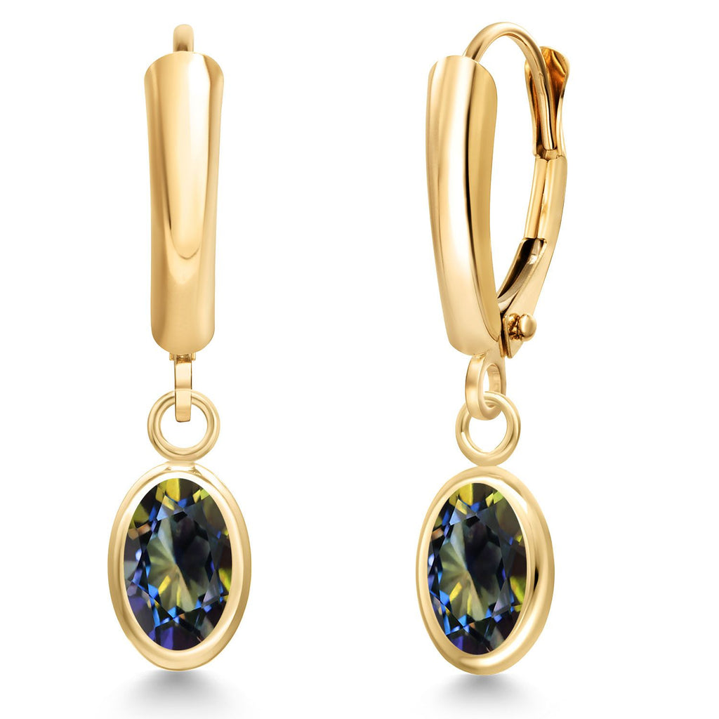 Blue Mystic Topaz_Earrings in 14K Yellow Gold