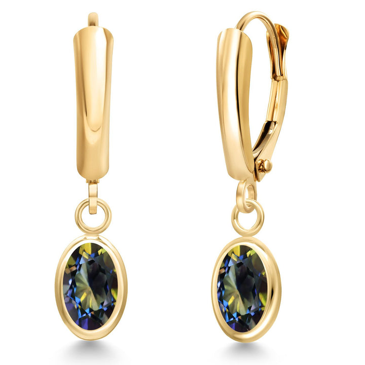 Blue Mystic Topaz_Earrings in 14K Yellow Gold