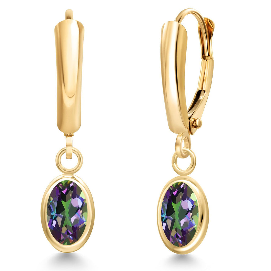Green Mystic Topaz_Earrings in 14K Yellow Gold