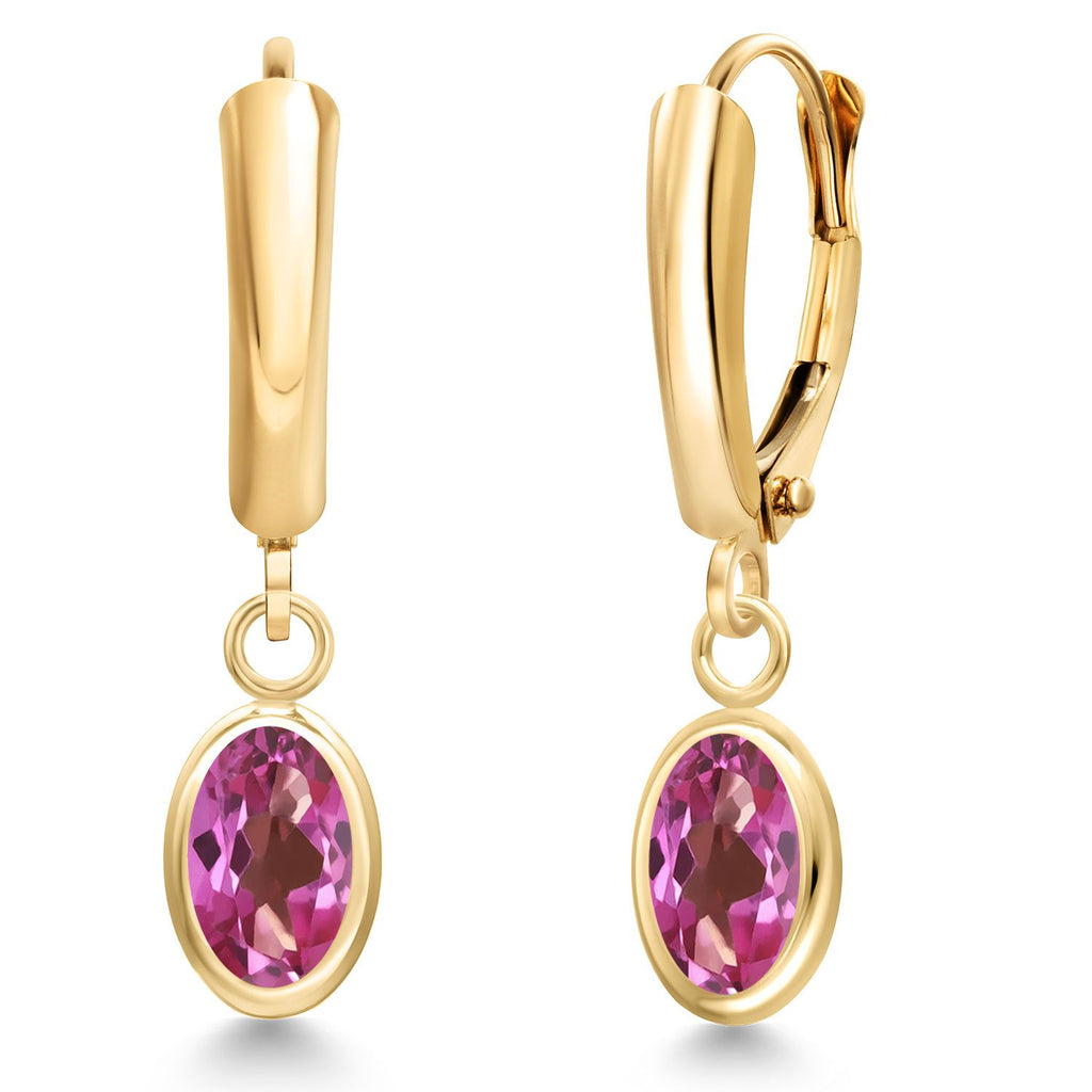 Pink Mystic Topaz_Earrings in 14K Yellow Gold