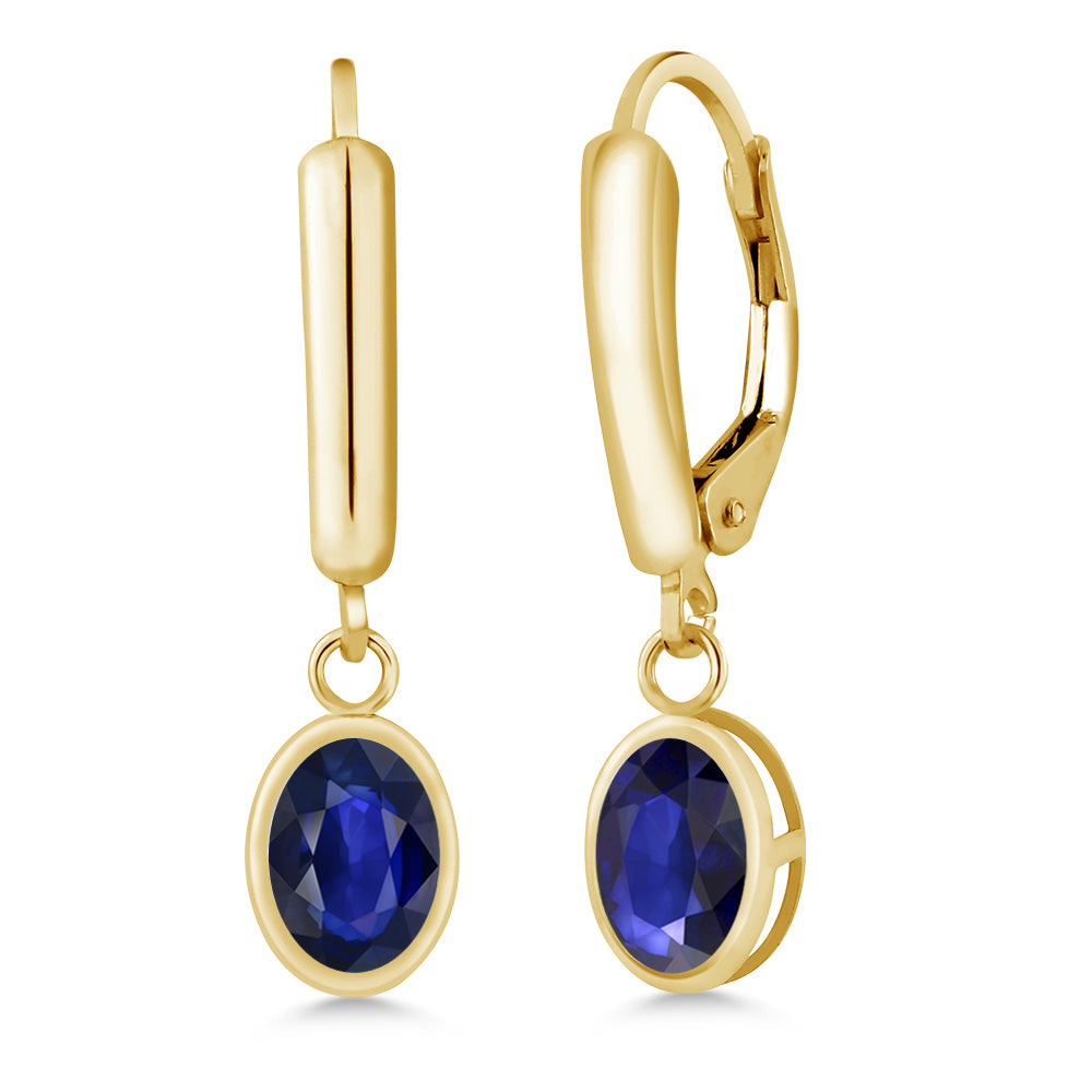 Blue Sapphire - September_Earrings in 14K Yellow Gold