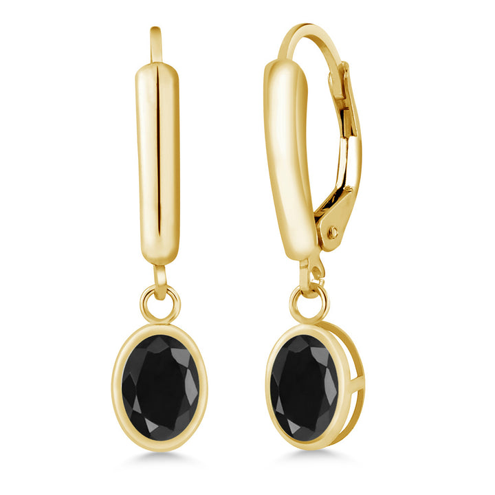 Black Sapphire - September_Earrings in 14K Yellow Gold