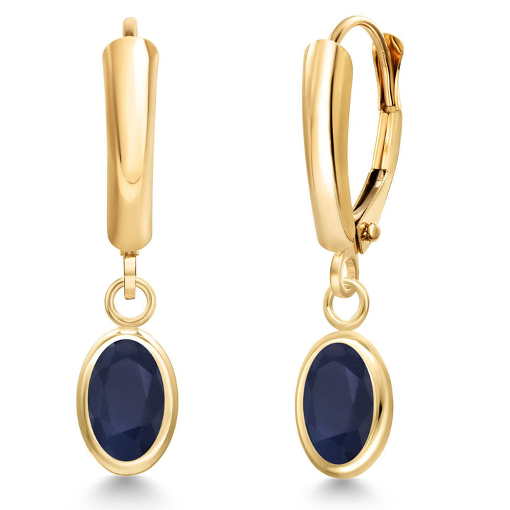 Blue Sapphire - September_Earrings in 14K Yellow Gold