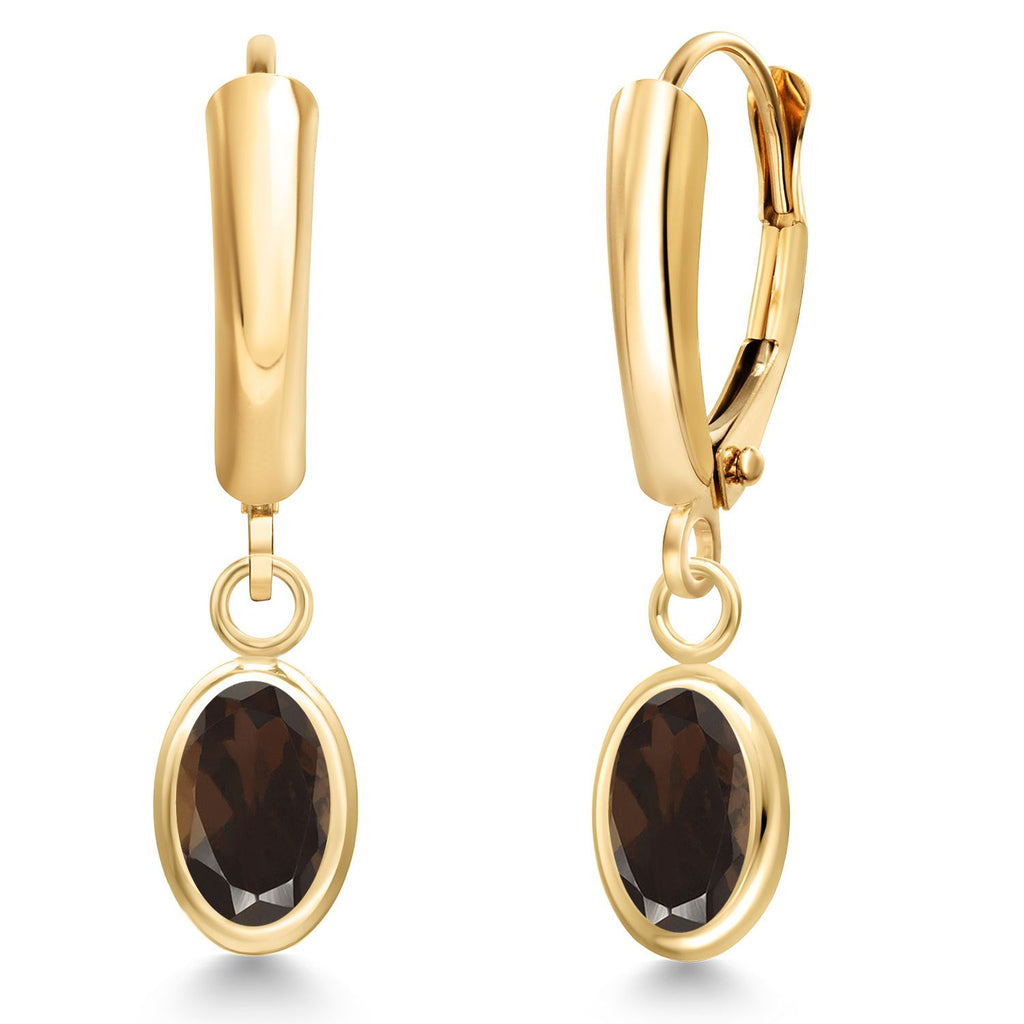 Smoky Quartz_Earrings in 14K Yellow Gold