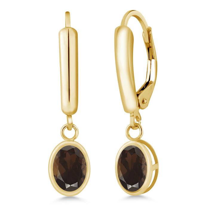 Smoky Quartz_Earrings in 14K Yellow Gold