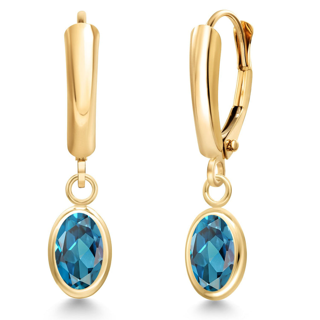 London Blue Topaz - November_Earrings in 14K Yellow Gold
