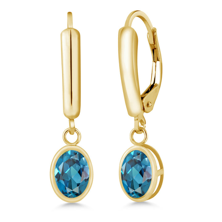London Blue Topaz - November_Earrings in 14K Yellow Gold