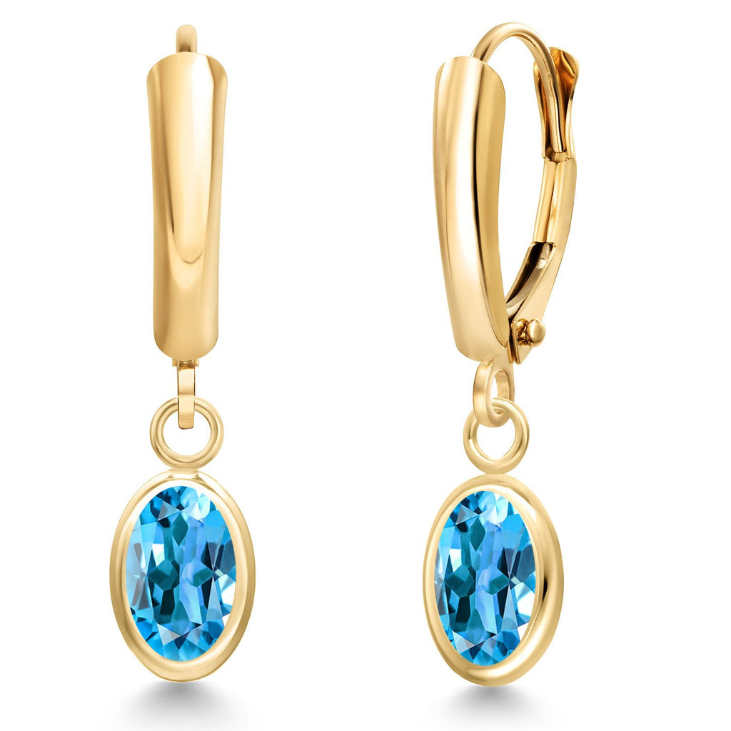 Swiss Blue Topaz - November_Earrings in 14K Yellow Gold