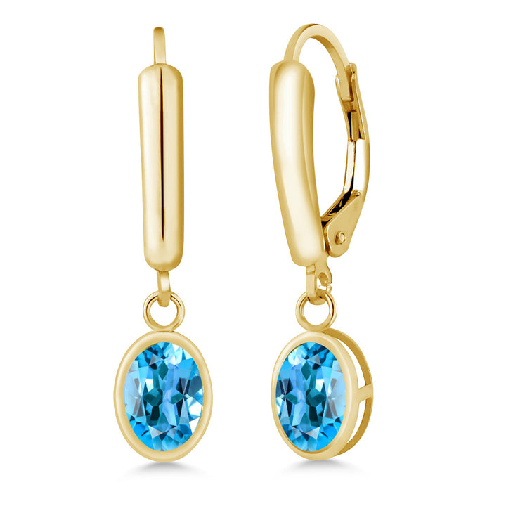 Swiss Blue Topaz - November_Earrings in 14K Yellow Gold