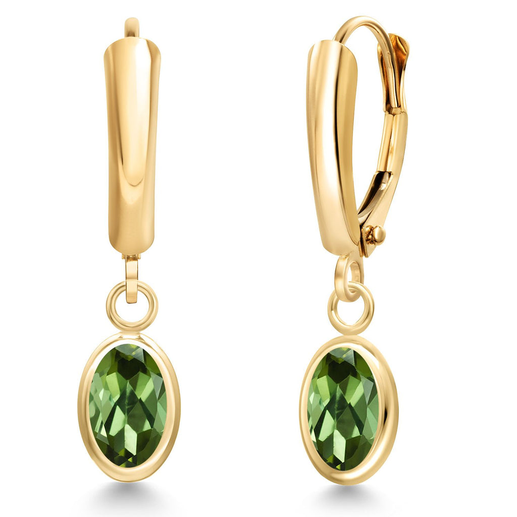 Green Tourmaline - October_Earrings in 14K Yellow Gold