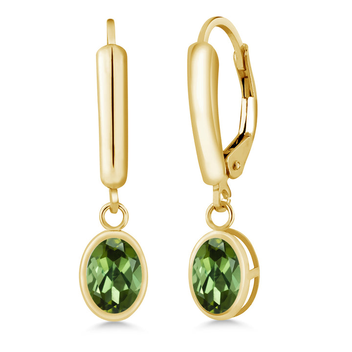 Green Tourmaline - October_Earrings in 14K Yellow Gold