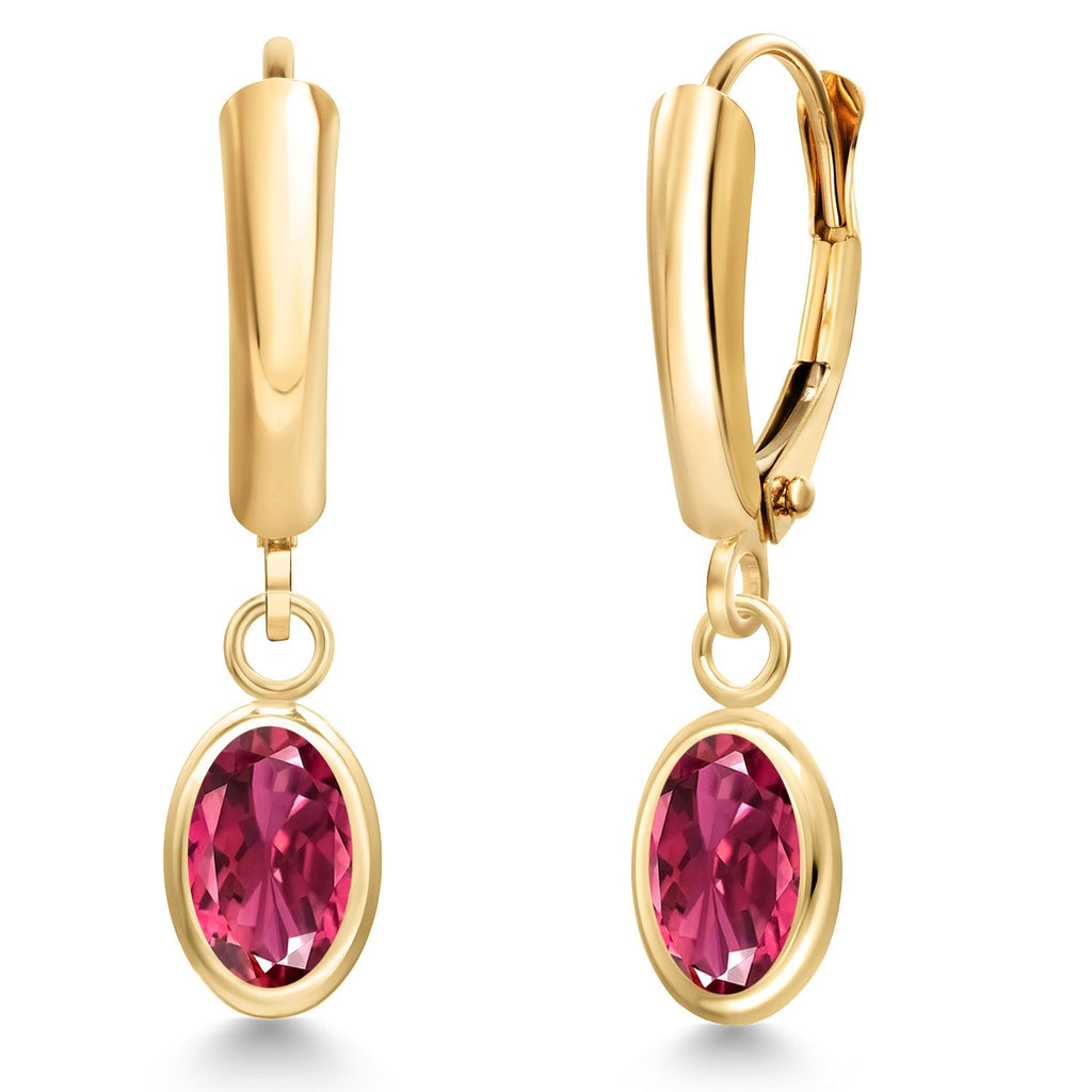 Pink Tourmaline - October_Earrings in 14K Yellow Gold