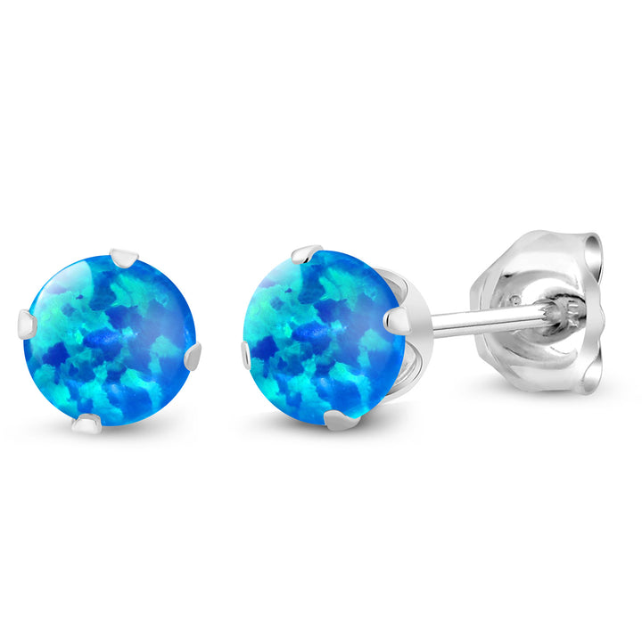 Blue Opal - October_Earrings in 925 Sterling Silver