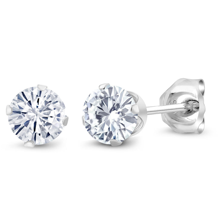 White Moissanite - April_Earrings in 925 Sterling Silver