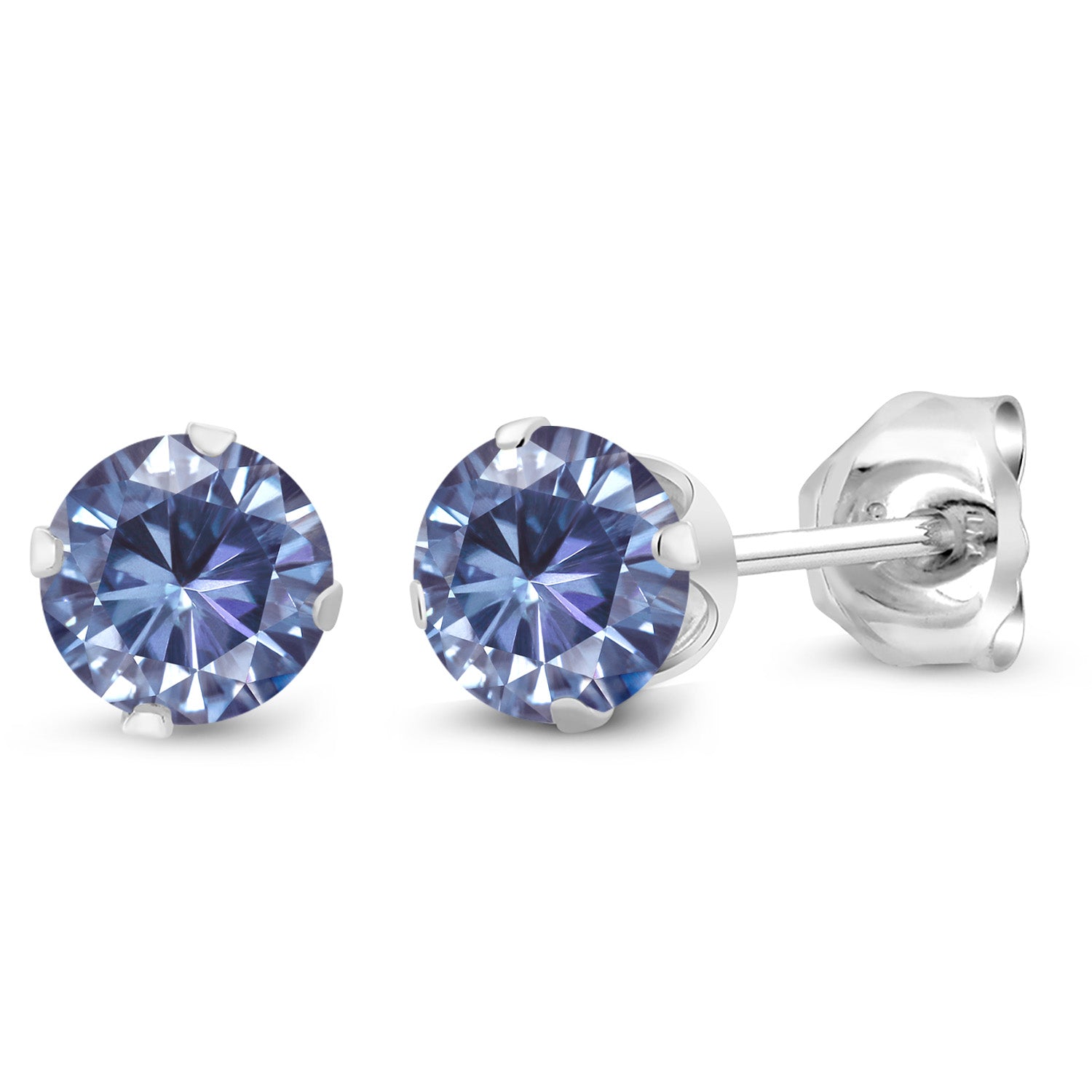 Persian Blue Moissanite - April_Earrings in 925 Sterling Silver