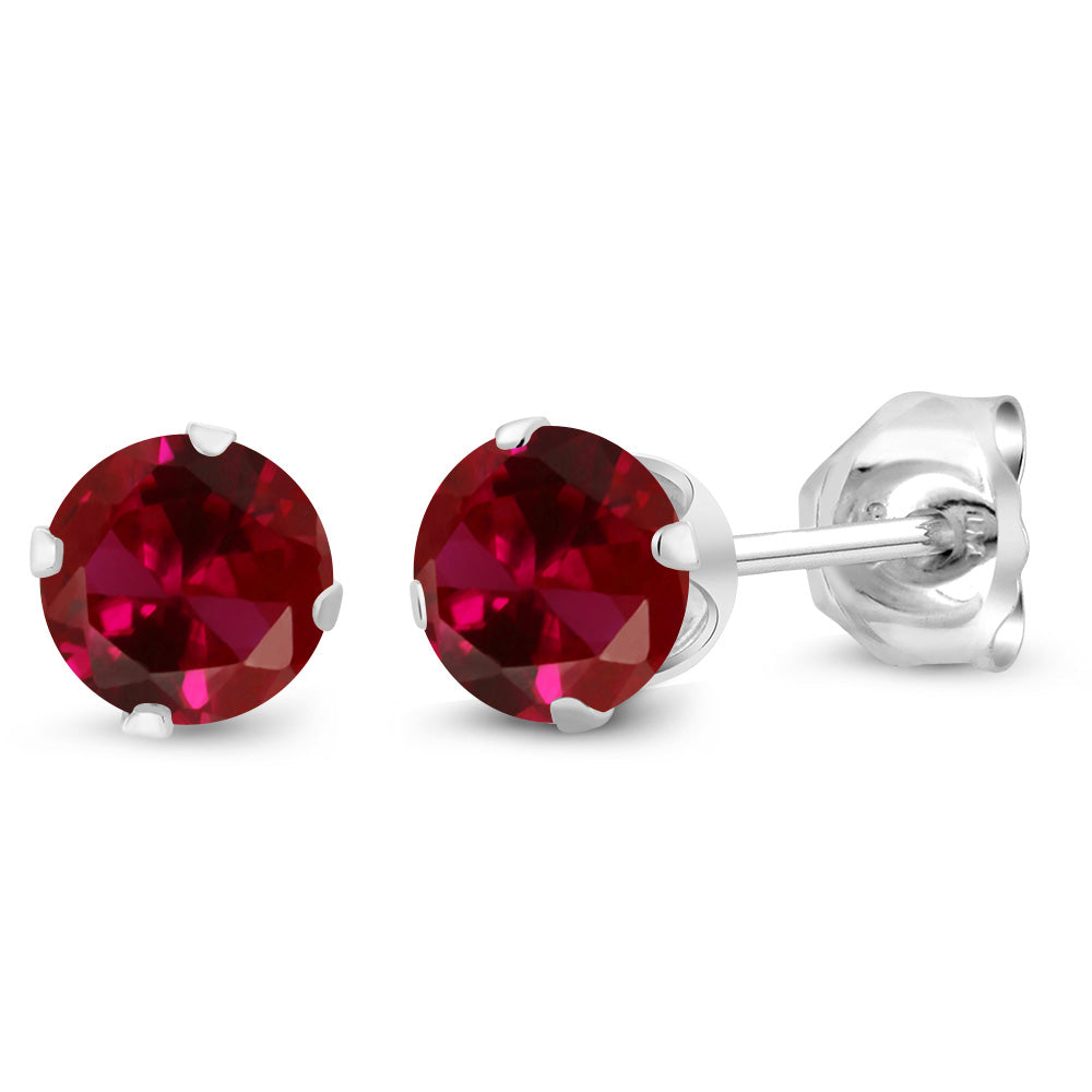 Created Ruby - July_Earrings in 925 Sterling Silver