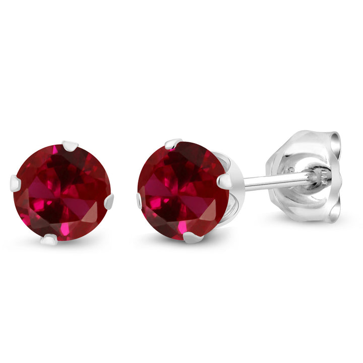 Created Ruby - July_Earrings in 925 Sterling Silver