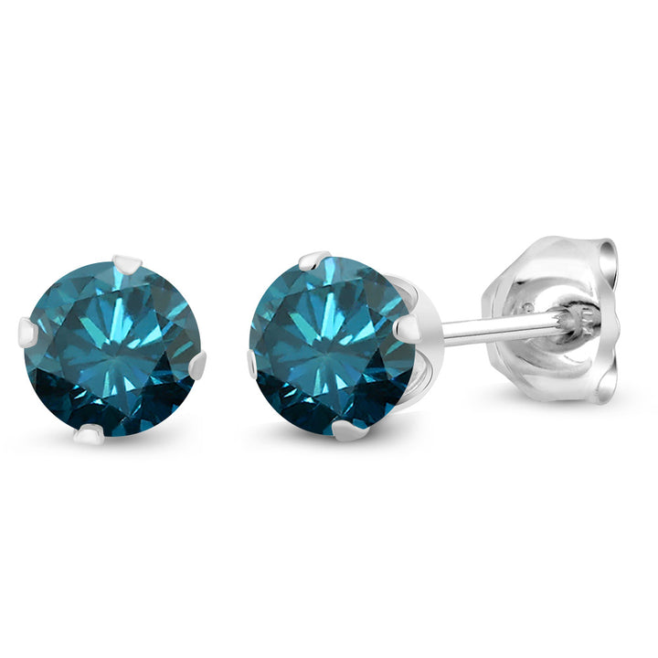 Blue Diamond_Earrings in 925 Sterling Silver