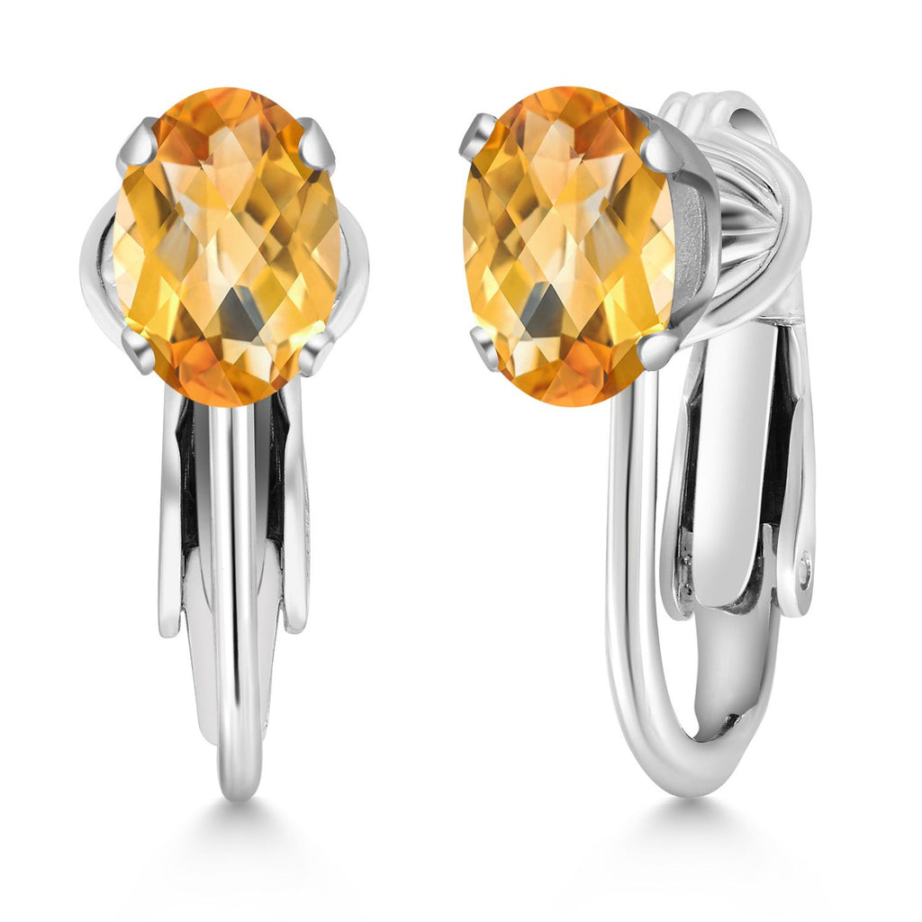 Citrine (Checkerboard)_Earrings in 925 Sterling Silver