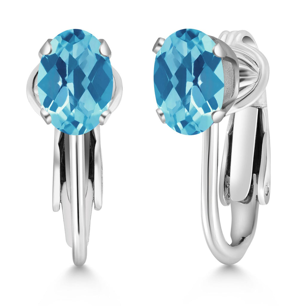 Swiss Blue Topaz - Checkerboard_Earrings in 925 Sterling Silver