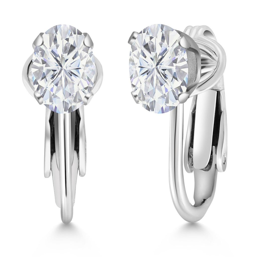 White Moissanite - April_Earrings in 925 Sterling Silver