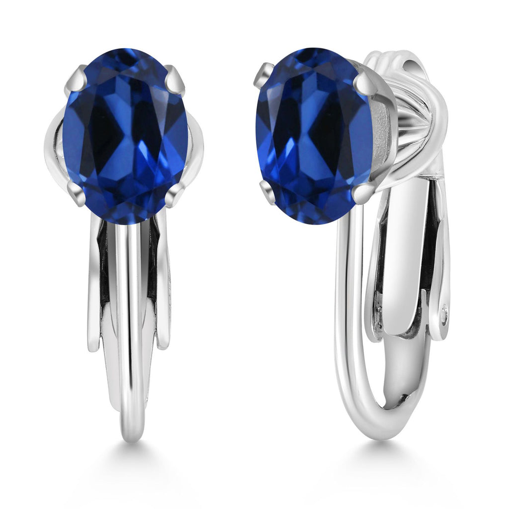 Created Sapphire_Earrings in 925 Sterling Silver