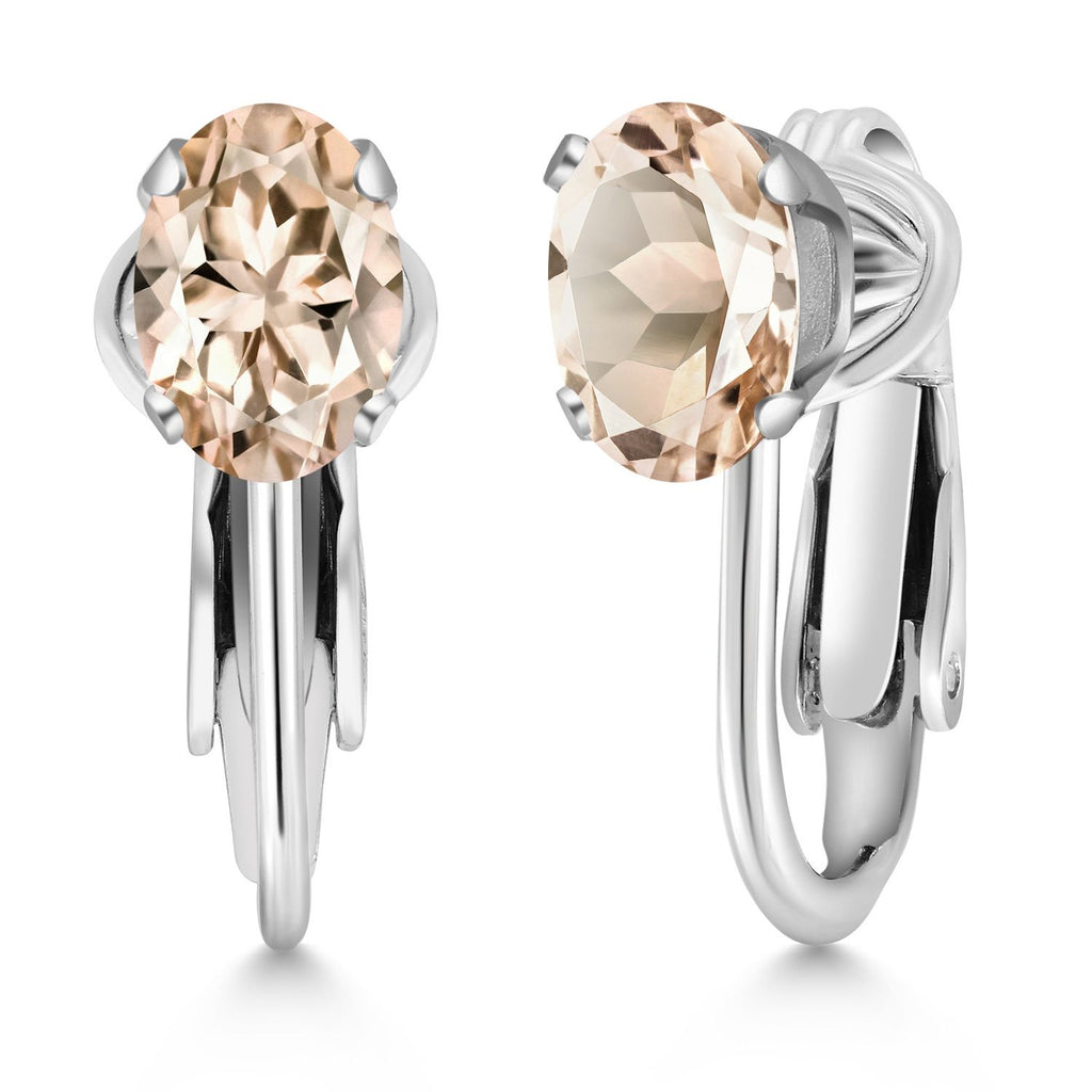 Morganite_Earrings in 925 Sterling Silver