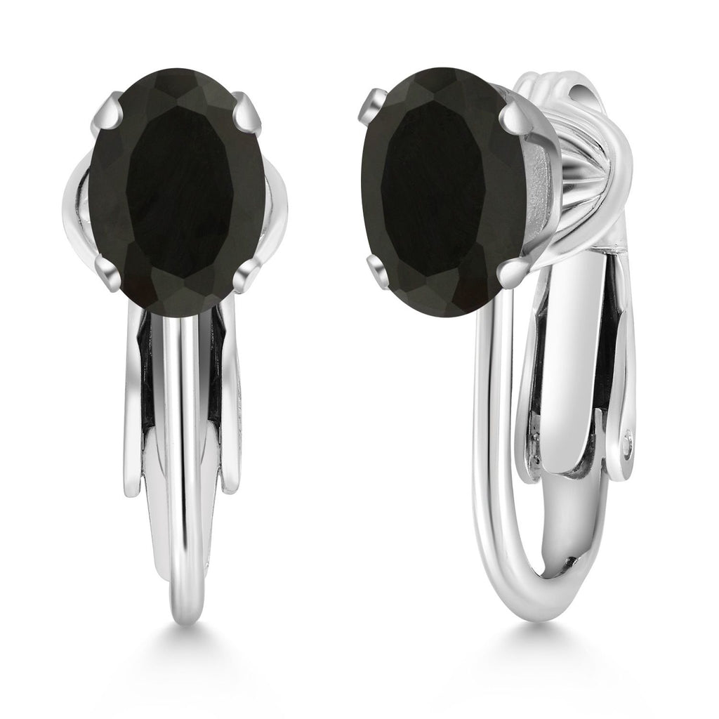 Gem Stone King Clip-On Earrings for Women | Gemstone Birthstone Drop Earrings | 925 Sterling Silver | Oval 7X5MM | Gift For Women Mother Bridesmaids