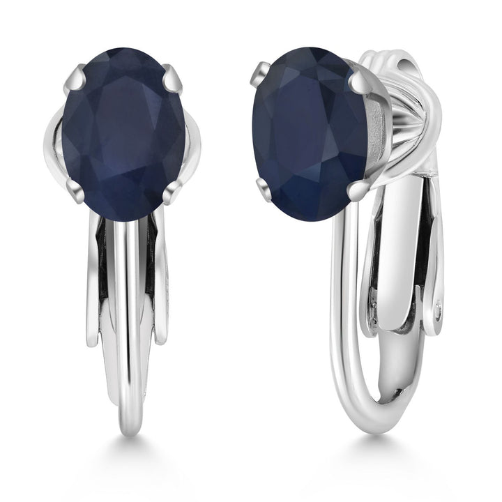 Gem Stone King Clip-On Earrings for Women | Gemstone Birthstone Drop Earrings | 925 Sterling Silver | Oval 7X5MM | Gift For Women Mother Bridesmaids