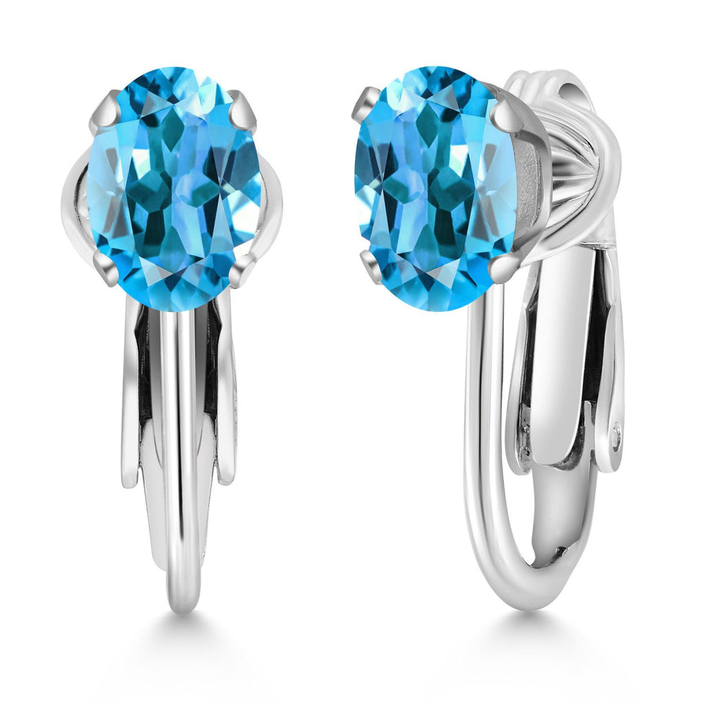 Swiss Blue Topaz_Earrings in 925 Sterling Silver