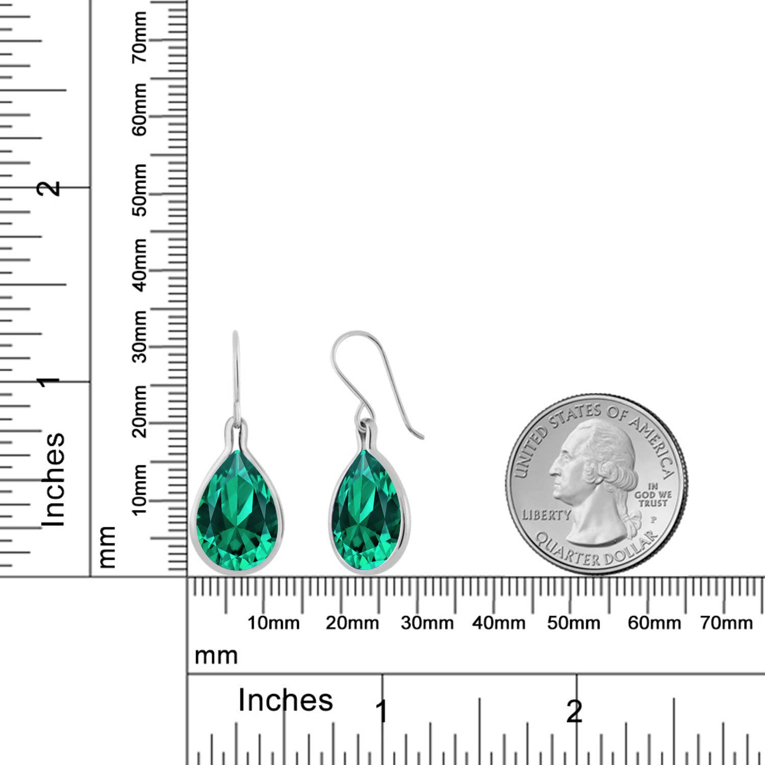 925 Sterling Silver Green Simulated Emerald Teardrop Dangle Earrings For Women | 16.50 Cttw | Pear Shape 16X12MM