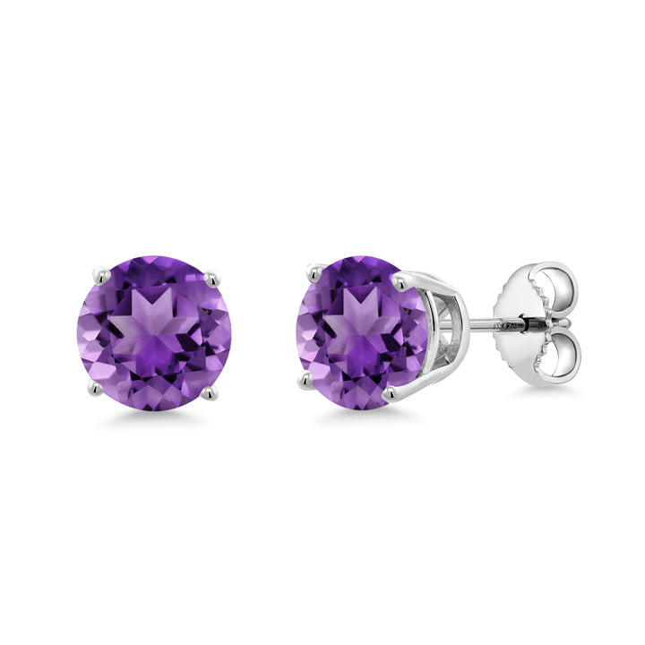 2-4 Cttw Round Gemstone Birthstone Stud Earrings For Women Men | 925 Sterling Silver | Round 7MM | Fine Jewelry Gifts for Women Her Mom Wife Men