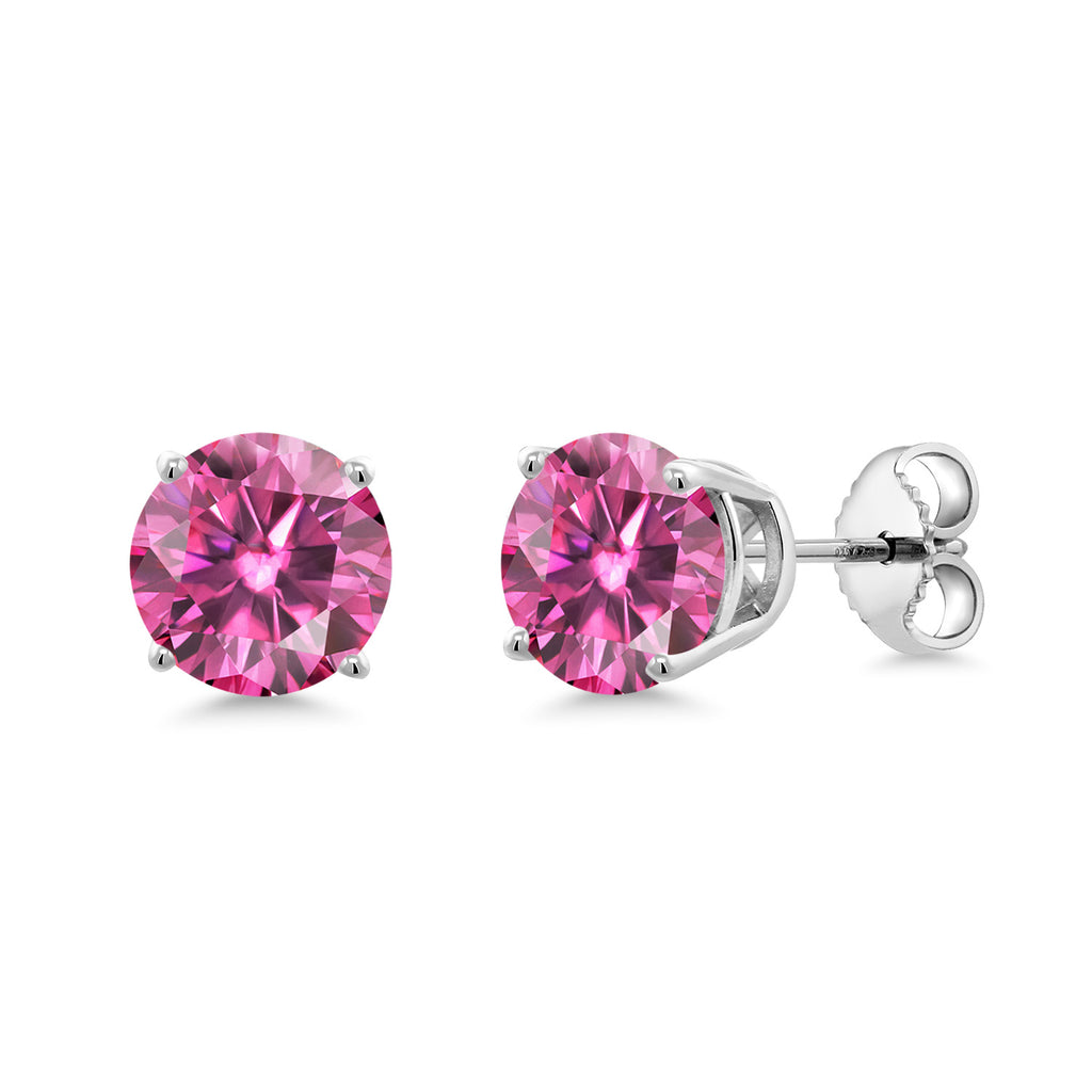 Pink Moissanite - April_Earrings in 925 Sterling Silver