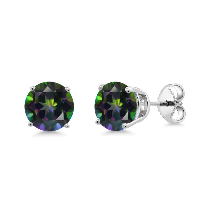Gem Stone King 2-4 Cttw Round Gemstone Birthstone Stud Earrings For Women Men | 925 Sterling Silver | Round 7MM | Fine Jewelry Gifts for Women Her Mom Wife Men