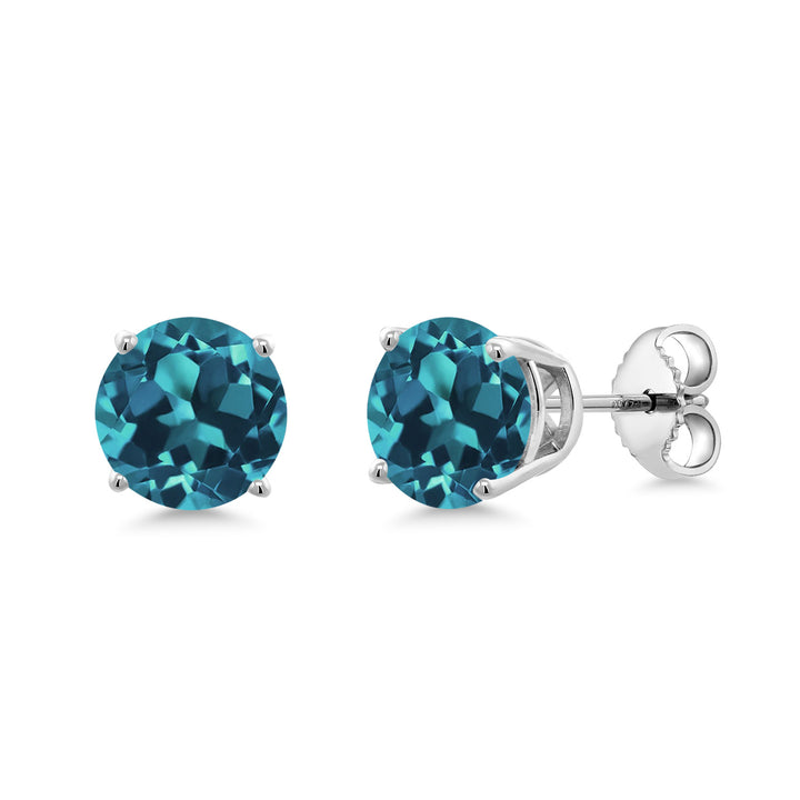 Gem Stone King 2-4 Cttw Round Gemstone Birthstone Stud Earrings For Women Men | 925 Sterling Silver | Round 7MM | Fine Jewelry Gifts for Women Her Mom Wife Men