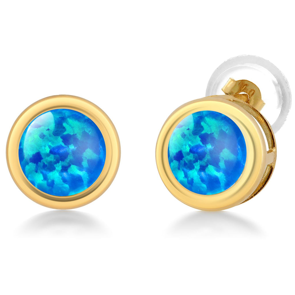 14K Yellow Gold Stud Earrings For Women Men | 5MM Round Gemstone Birthstone | Fine Jewelry Gifts for Women Mom Wife Her