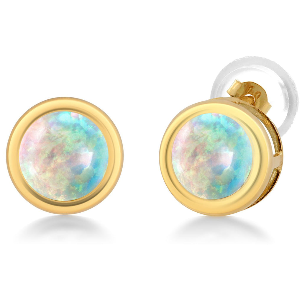 14K Yellow Gold Stud Earrings For Women Men | 5MM Round Gemstone Birthstone | Fine Jewelry Gifts for Women Mom Wife Her