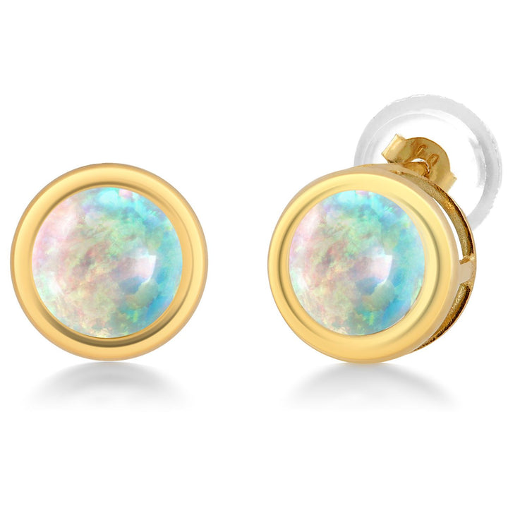 14K Yellow Gold Stud Earrings For Women Men | 5MM Round Gemstone Birthstone | Fine Jewelry Gifts for Women Mom Wife Her